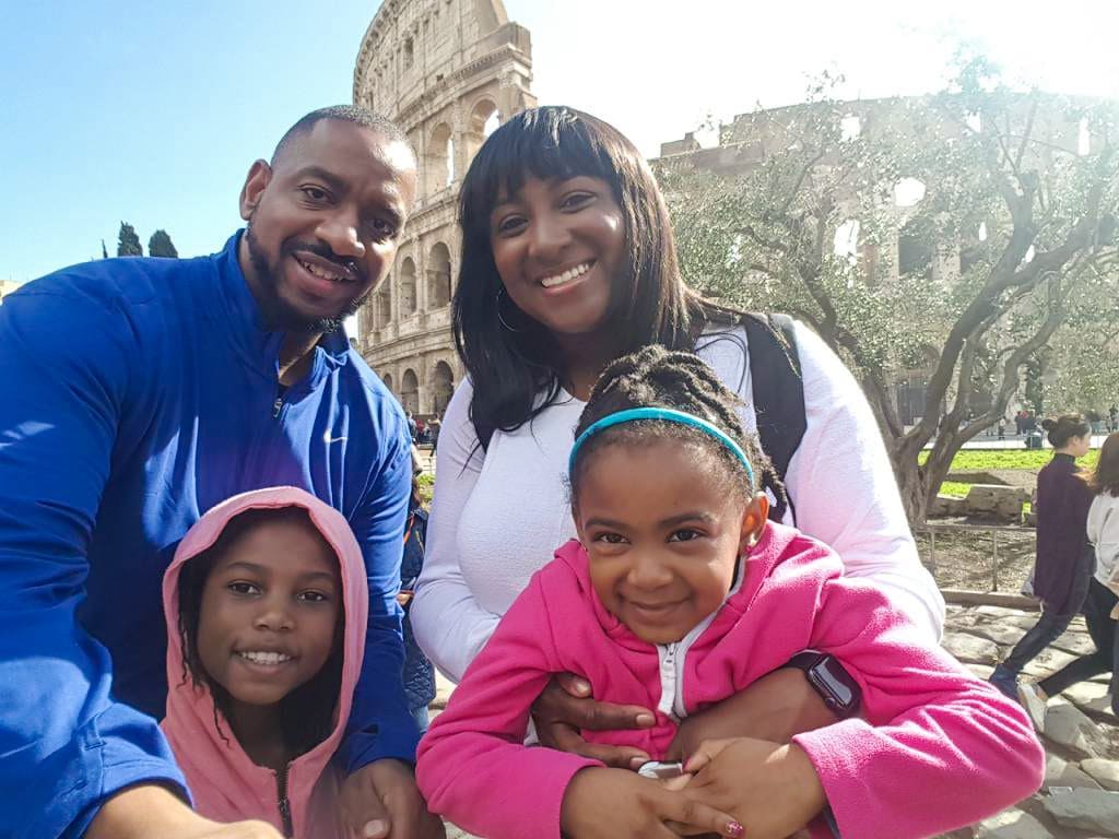 Rome Italy colosseum Black family kids traveling diversity in family travel The Spring Break Family